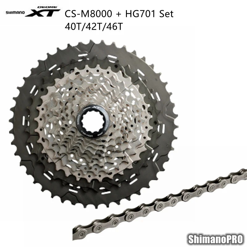 Shimano CS M8000 + HG701 Freewheel Cassette and Chains set 40T 42T 46T
