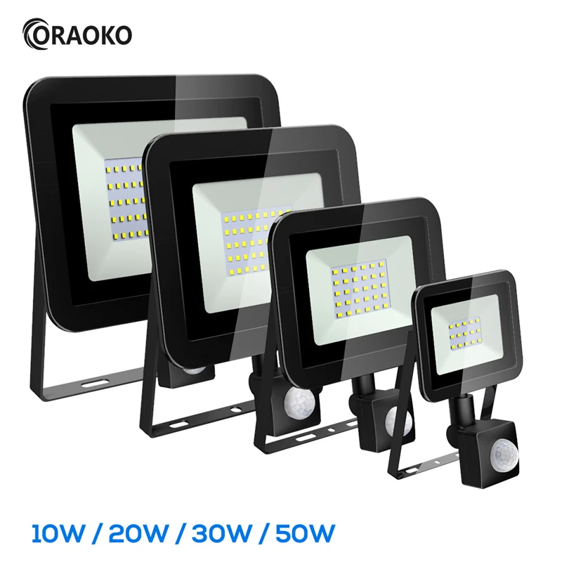 

Motion Sensor Led Flood Lights 10w 20w 30w 50w Outdoor Floodlights IP65 Waterproof Auto ON/Off Lamp Cold White 6000K AC220V