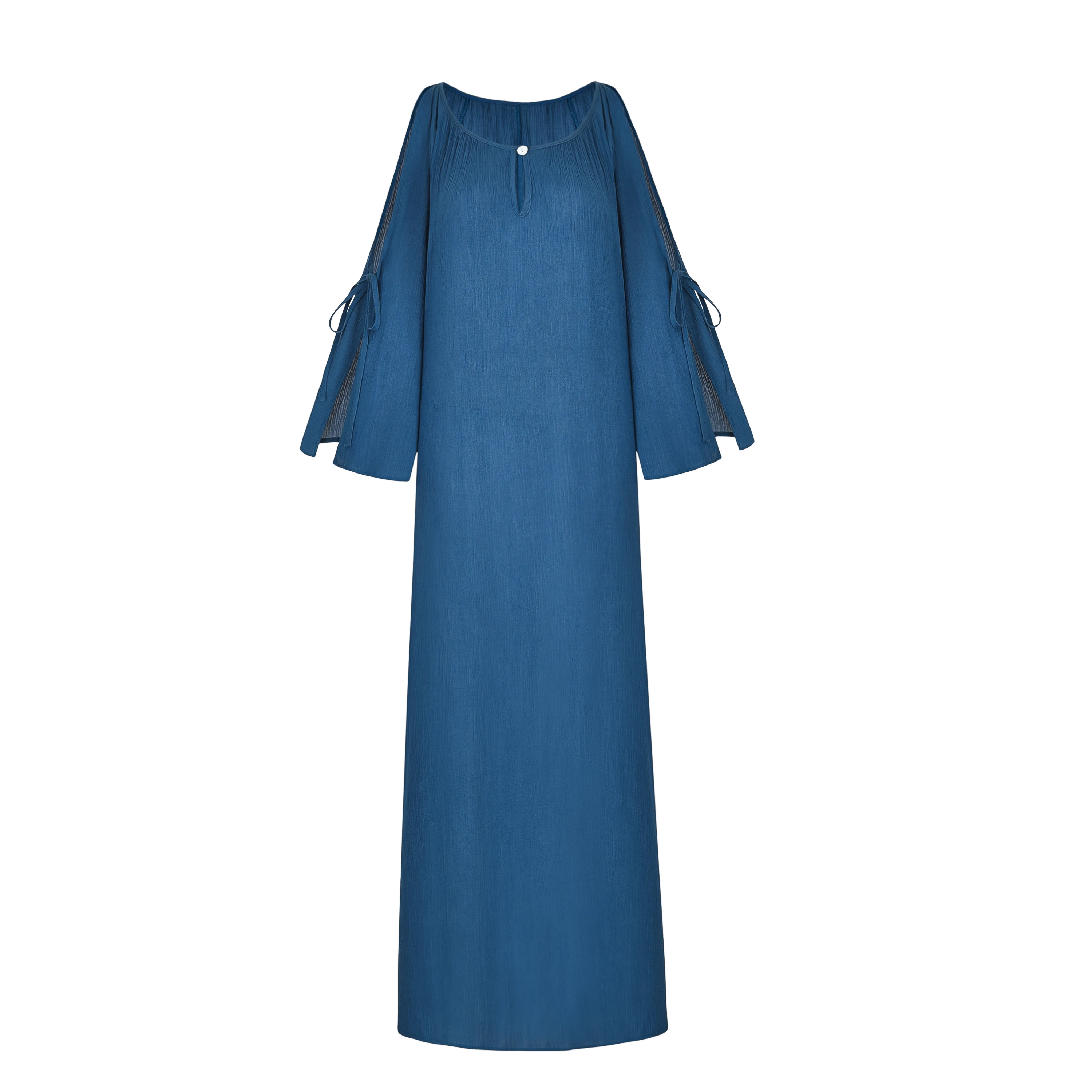 

Hot Sale Summer Lace-Ups Sleeves Dress Bohemian Pleated Maxi Dress