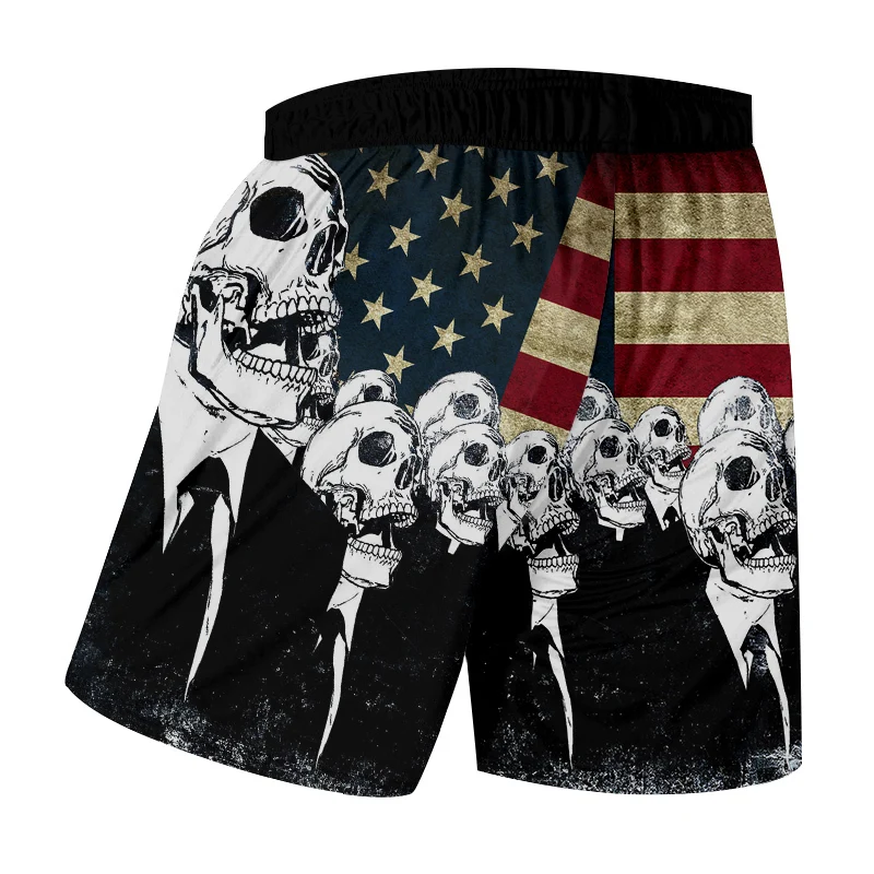 OGKB мужские шорты летние забавные с принтом американского флага череп 3d доска Бермуды шорты человек фитнес тренировки по колено боксеры и