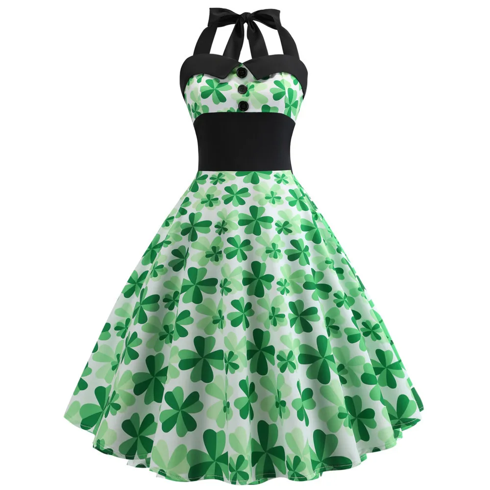 Saint Patrick plus size women clothing 2019 summer vintage elegant green dress womens sexy girl clothes lucky happy cute club