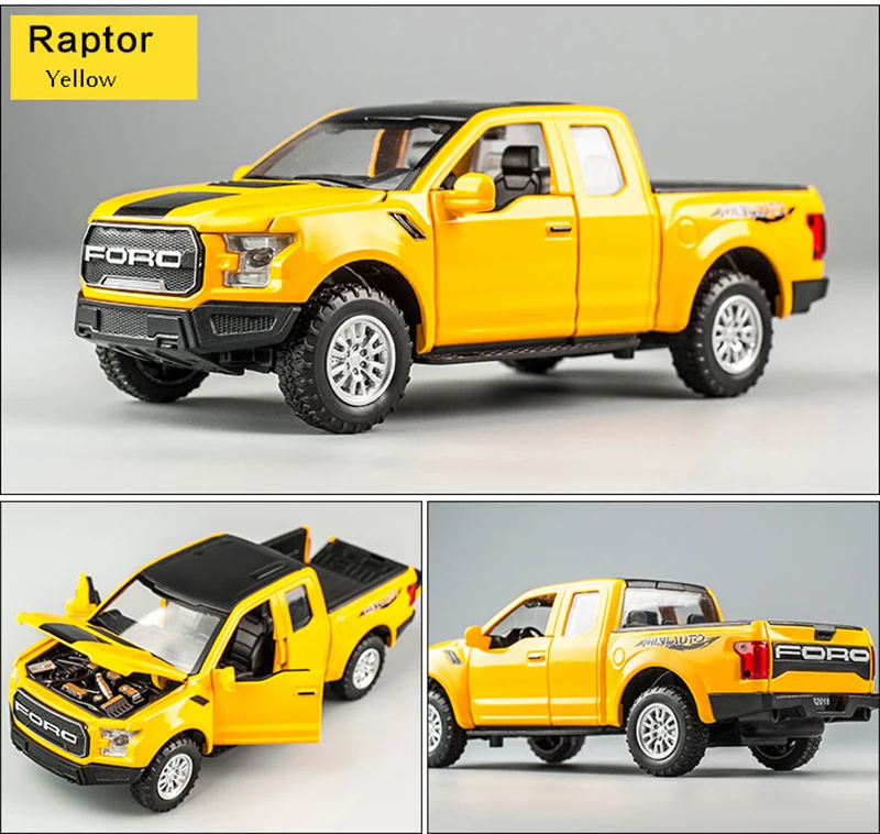 KIDAMI 1:32 Raptor F150 пикап игрушки для детей звук и свет MINIAUTO сплав литья под давлением модель автомобиля подарки