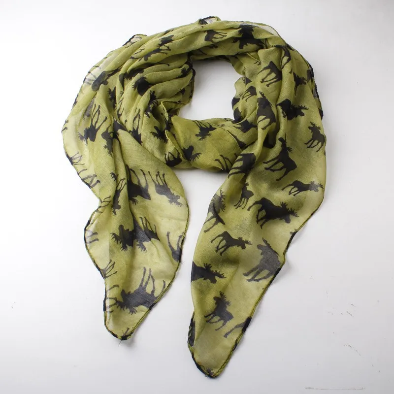 Дизайн Мода животное Американский Лось печати шарф Горячая Распродажа Зимний шарф большой размер Вуаль шарф