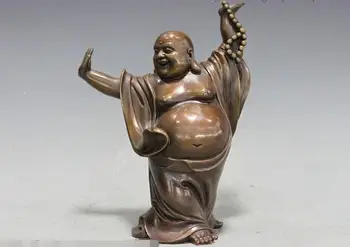 

Chinese Pure Bronze Copper Practicing martial arts Happy Maitreya Buddha Statue