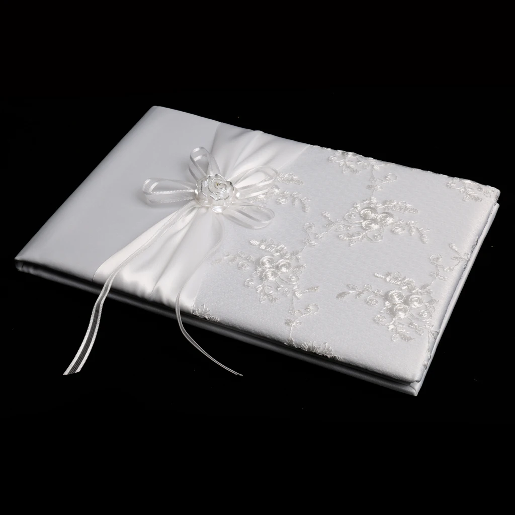 Elegant Satin Flower Guest Book Guest Signatures Wedding Accessories Decoration