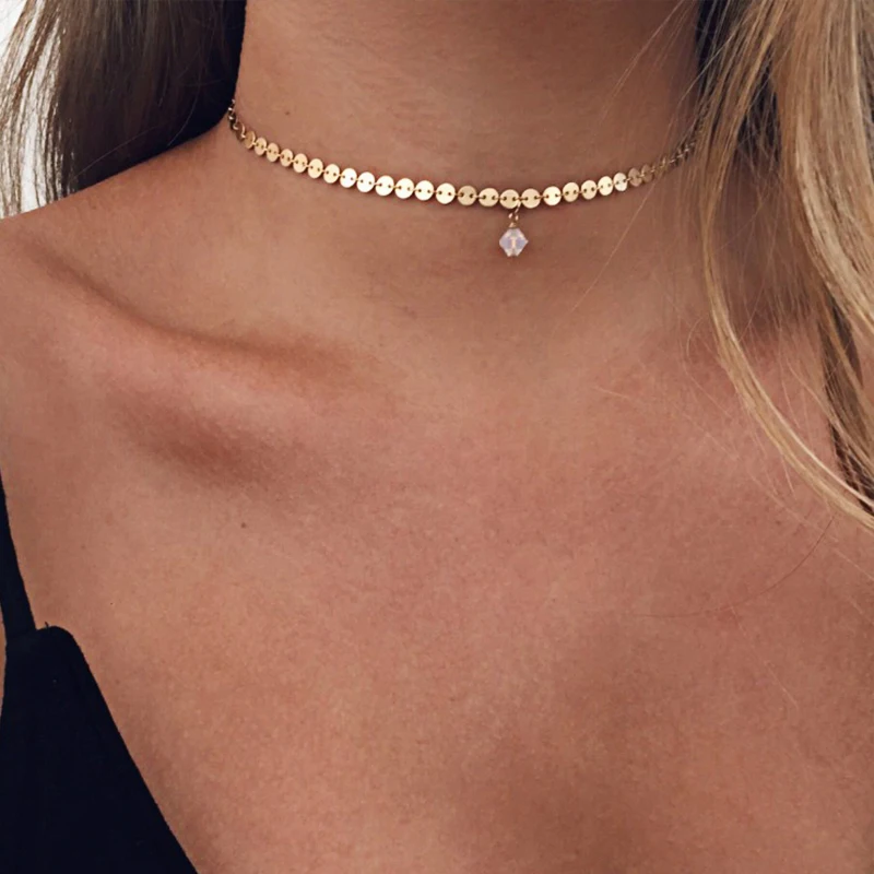 FLTMRH Vintage Opal Stone Chokers Necklaces Fashion Layer Crystal Eye