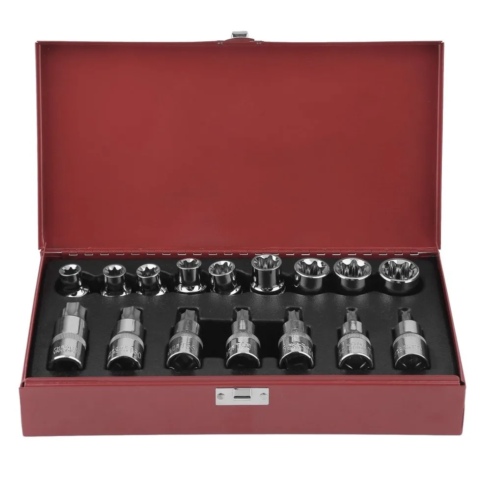 

16PCS Heavy Duty Chrome Vanadium Steel Torx Male Female Socket Bit Set DIY Hand Tools Screw Driver Set Repair Tools