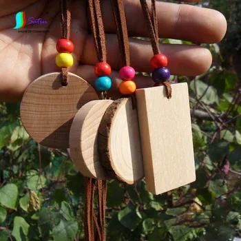 

Painting DIY Necklace,Sweater Chain Gift Accessory Blank Round and Rectangle Wooden Pendant S0317L