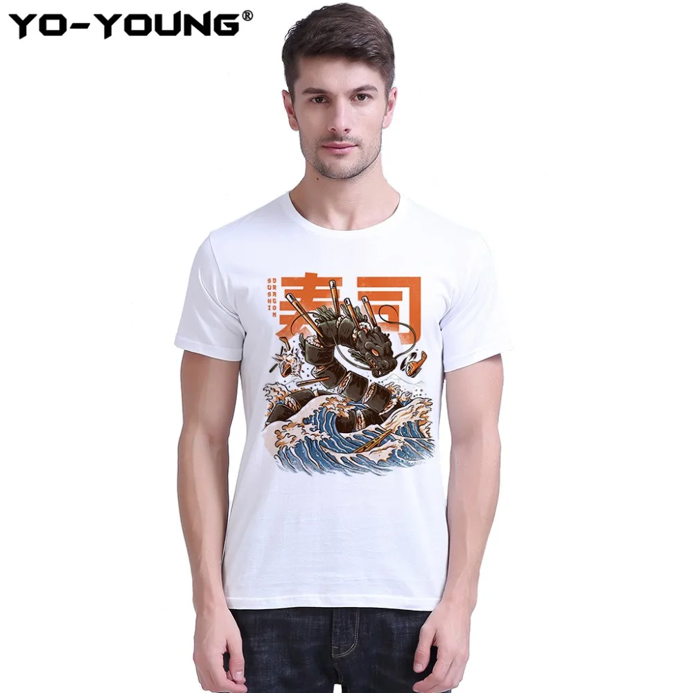 

Yo-Young Men T-shirts Great Sushi Dragon Gyarados Design Digital Printing 100% Cotton Unisex Casual Summer Top Tees Homme
