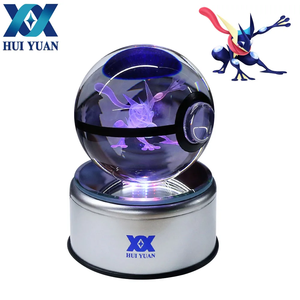 

HUI YUAN Greninja Crystal Ball 8CM Rotary Base USB & Battery Powered 3D LED Night Light Desk Table Lamp Decorations