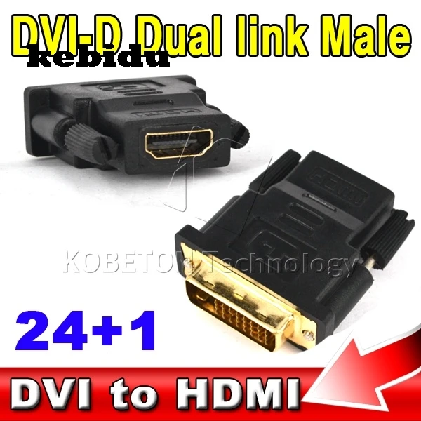 Kebidu 24+ 1P цифровой DVI штекер 19 pin HDMI Тип Женский конвертер адаптер DVI-D двойной связи Позолоченный разъем для Xbox 360