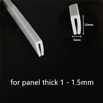 

Solid Silicone Rubber U Strip for 1 - 1.5mm Thick Glass Metal Wood Panel Edge Encloser Shield 15x5x15mm 1m Gray