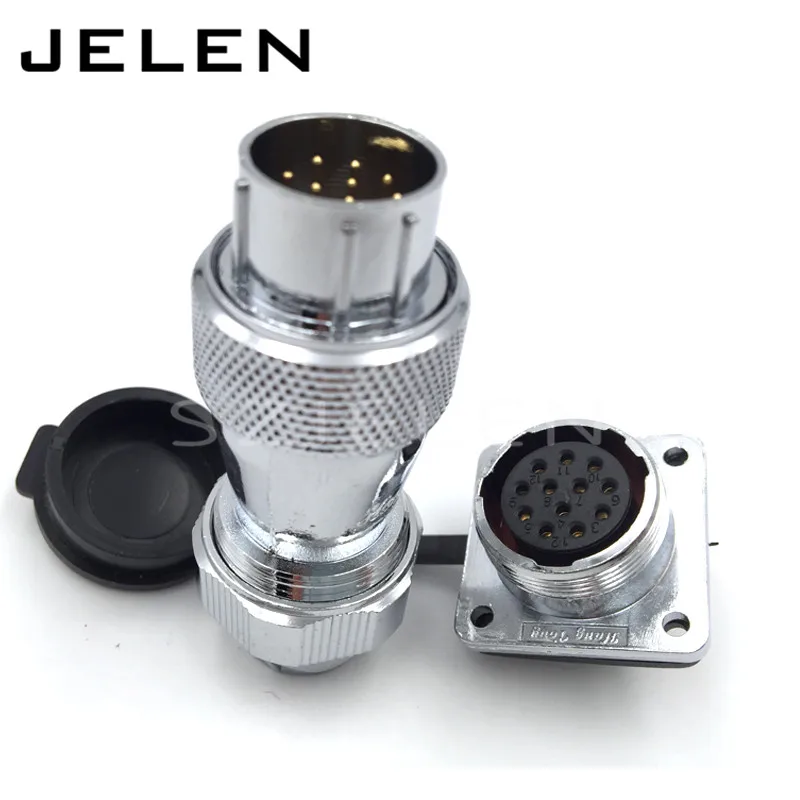 WF20 series Waterproof metal circular 12 pin connector, LED power Male