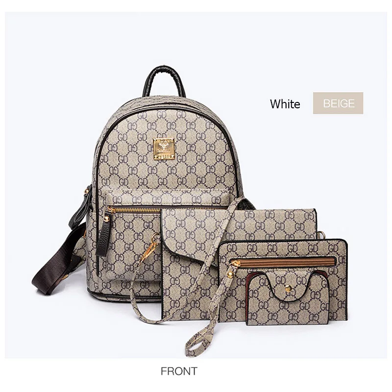 

RURU monkey 4Pcs Presbyopia Backpack Women Outdoors Zipper Geometric Backpacks Female Outdoors Large Capacity Light Knapsack