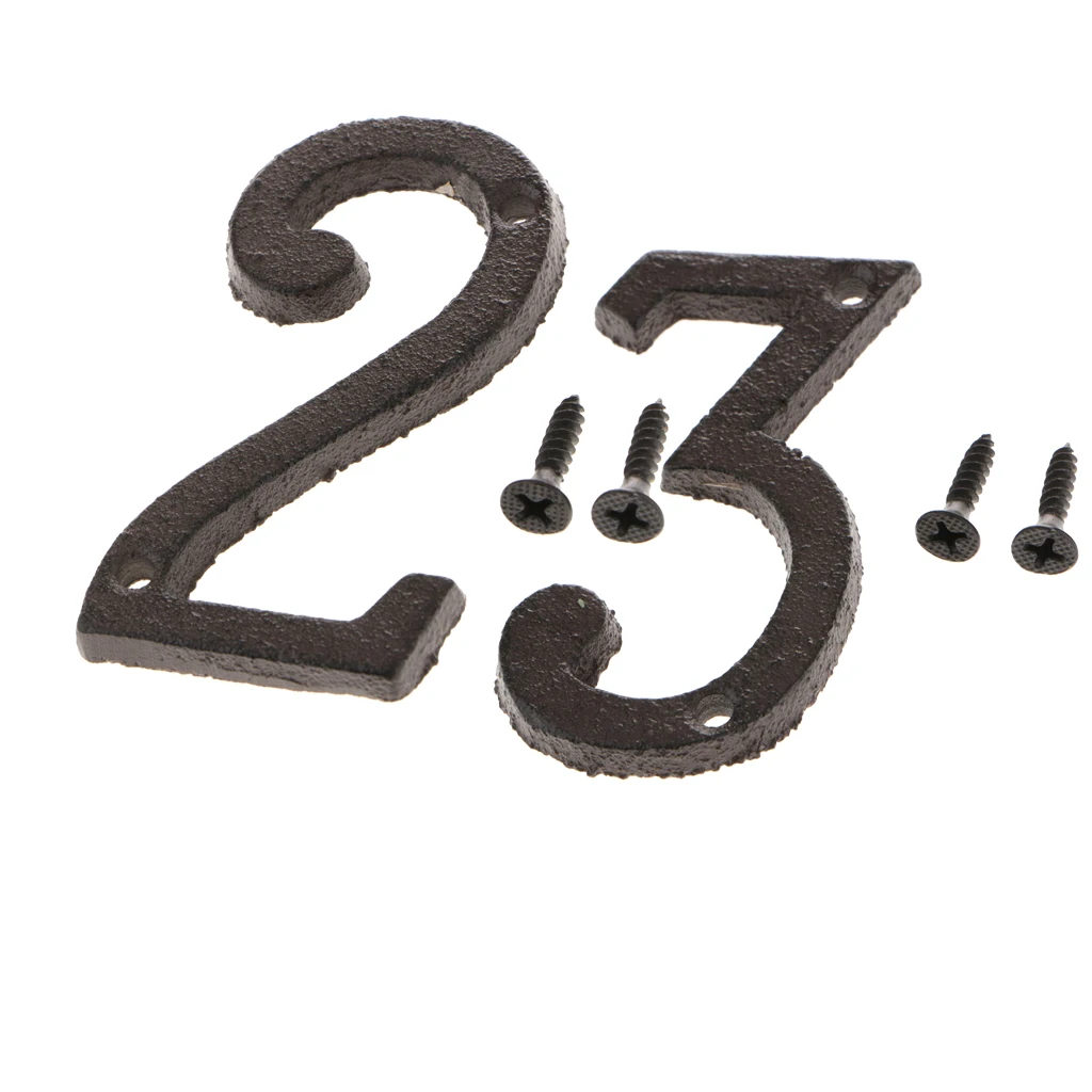 2pcs Wrought Iron Antique Metal House Office Garden Street Door Number Sign Plaque DIY Digit Plate 2 3