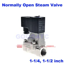 AIRTAC нормально открытый пар высокой температуры клапан 7bar/100psi 2 способ соленоида из нержавеющей воды клапан 1-1/4 1-1/2 дюйма PTFE SS304