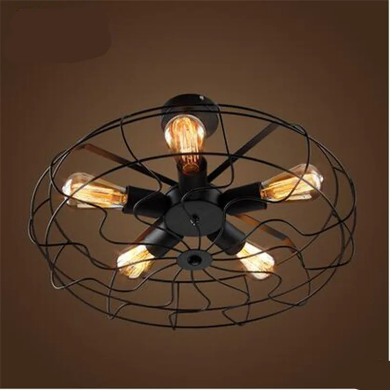 

Vintage Loft Creative Black Iron Fan Led E27*5 Ceiling Light for Living Room Restaurant Bedroom Dia 54cm 1572