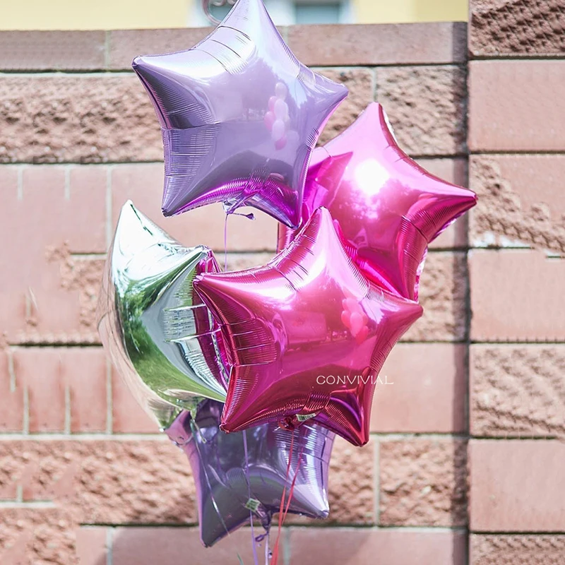 5 шт. Baby Shower 18 дюймов розового и белого цвета Звездные гелиевые фольгированные