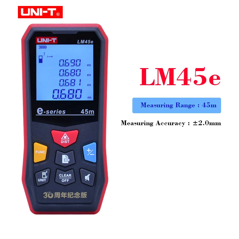 UNI-T LM45E/LM60E цифровой лазерный дальномер 45 м 60 м/147ft 196ft дальномер измерительный диастиметр - Цвет: LM45E