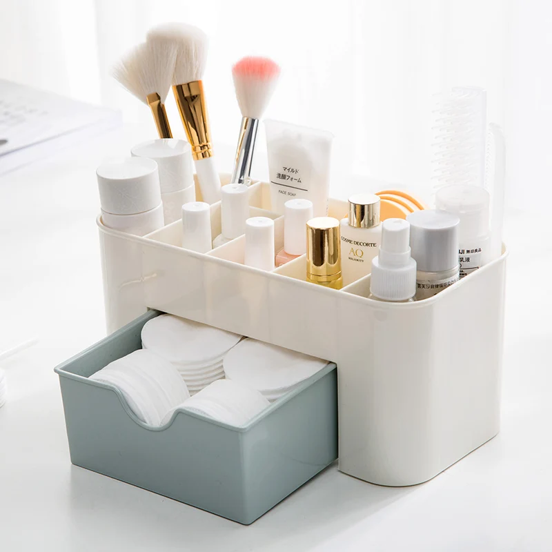 New Multi-functional Plastic Makeup Box Jewelry Box Cosmetic Storage  Organizers With Small Drawer Desk Sundries Organizers Boxes