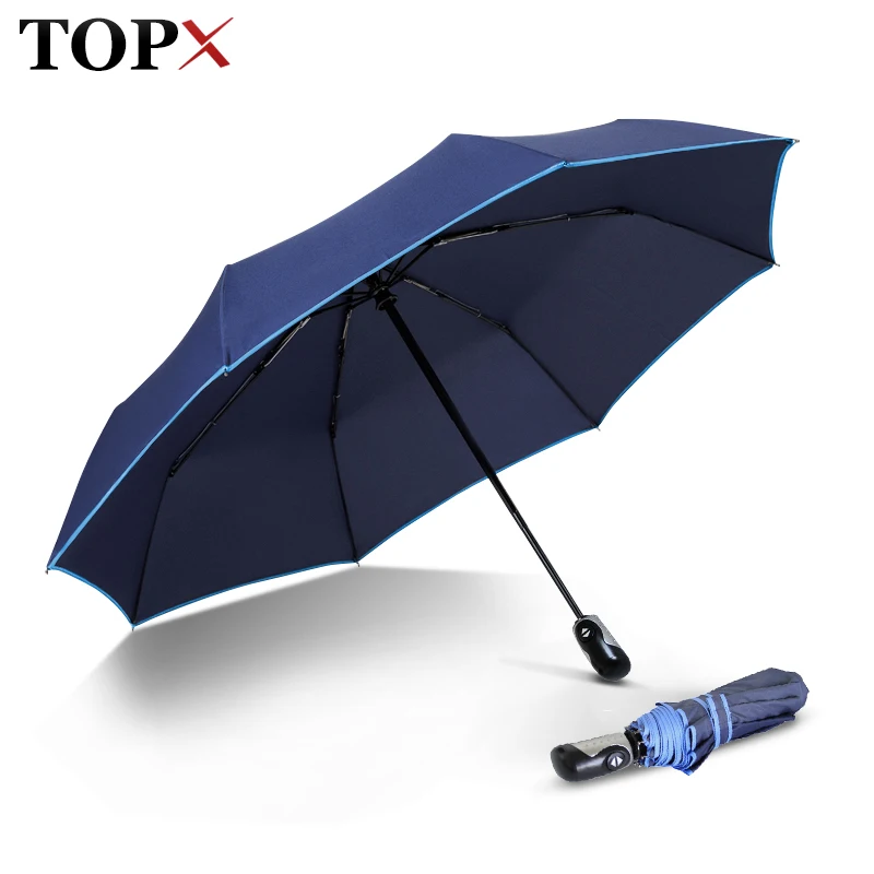 

Fully Automatic 3Fold Big Wind Resistant Umbrella Rain Women Reinforcement Stand Waterproof Umbrellas Business Umbrellas Men