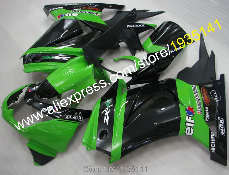 For Kawasaki ZX-250 08 09 10 11 12 ZX 250R Ninja ABS fairing 2008-2012 green black bodywork EX250 (Injection molding) For Kawasaki ZX-250 08 09 10 11 12 ZX 250R Ninja ABS fairing 2008-2012 green black bodywork EX250 (Injection molding)