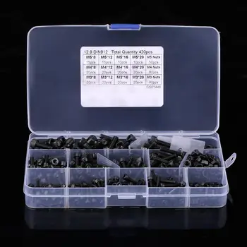 

WALFRONT 240pcs/Set M3/M4/M5 Carbon Steel Hex Socket Head Cap Screws and Nuts Assrotment Set