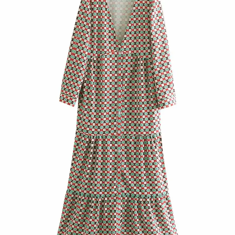 

The European and American fashion geometric print dress BB60-9300