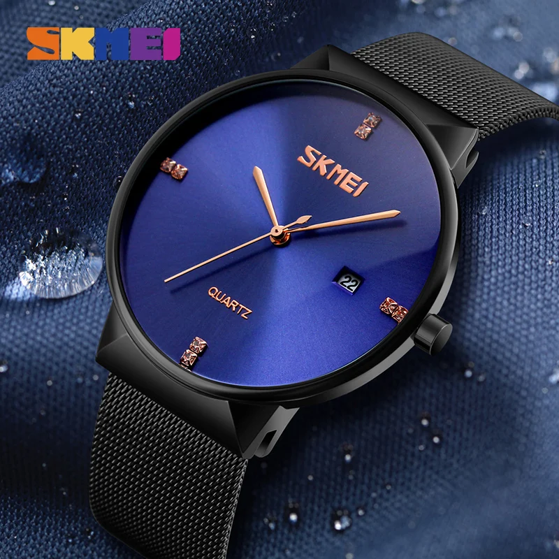 

SKMEI Fashion Mens Watches Top Brand Luxury Watch Men Stainless Steel 3Bar Waterproof Quartz Wristwatches Relogio Masculino