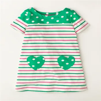

18/24-6T hot selling baby girls dresses Children clothing embroidery fashion striped kids clothes fashion cotton girl dress