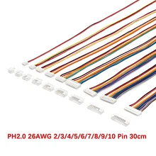 10 комплектов 2/3/4/5/6/7/8/9/10-Pin Mini Micro JST PH-2.0 коннектор Мужской Женский Разъем провода разъем для кабелей разъемы 300 мм 26AWG