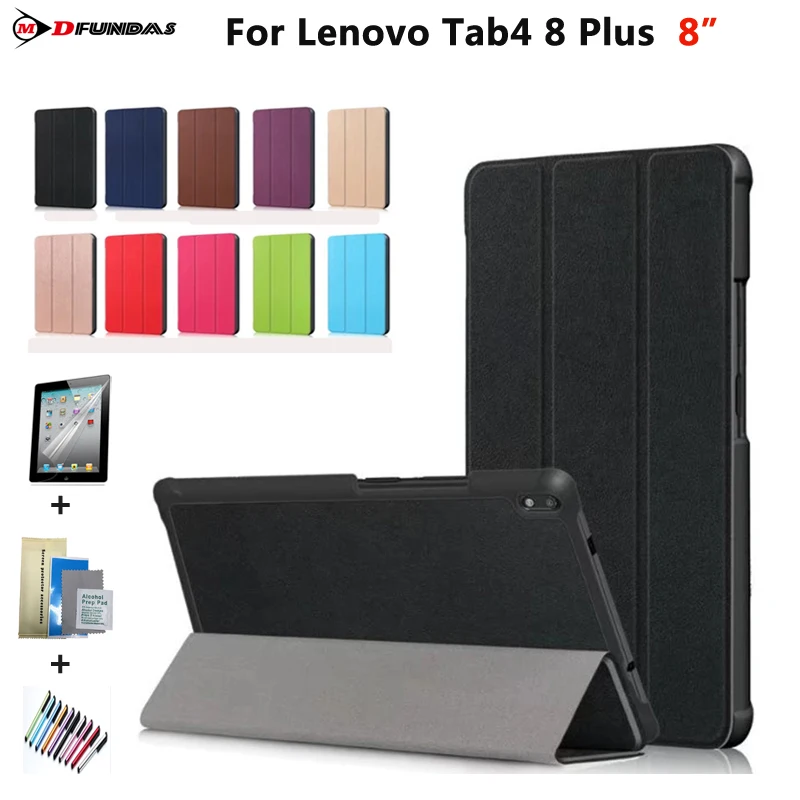 

MDFUNDAS Tri-folding Auto Sleep Leather Cover For Lenovo Tab 4 8 Plus Case TB-8704V Tablet Shell For Lenovo Tab4 8 Plus+Film