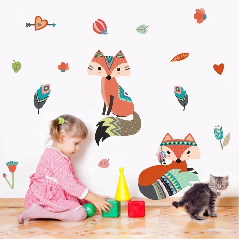 Cute Woodland Fox Wall Decal , Sleepy Fox Wall Sticker For ...
