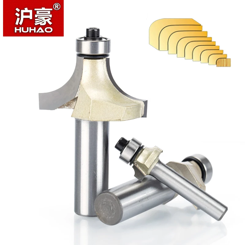  HUHAO 1pc Round-Over Router Bits for Wood 2 Flute Endmill With Bearing Milling Cutter Woodworking T