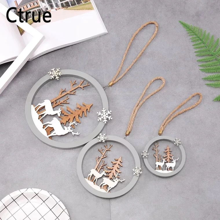 Buy 3pcs Vintage wooden christmas deer Ornaments