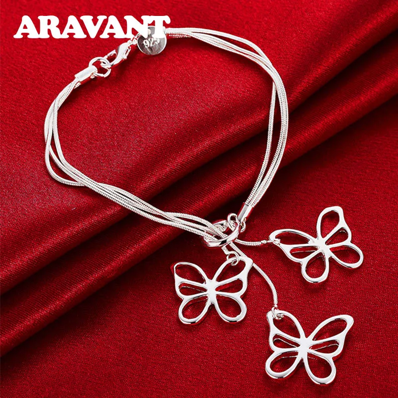 

2018 New 925 Silver Jewelry Charm Bracelets Cute Butterfly Pendants Chains Bracelets For Women Engagement Jewelry Gifts