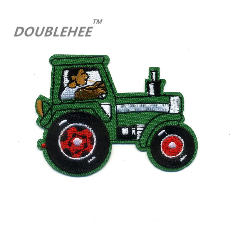 

DOUBLEHEE 8.2cm*6.2cm Embroidered Iron On Patches Green Cars Design Motif Embroidery diy Cloth Bags Shoes Accessories Applique