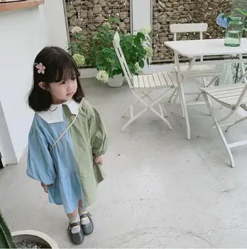 

2019 Korean Style Girls Patchwork Dress Fashion Autumn Girls Dresses 1-6 Years PV918