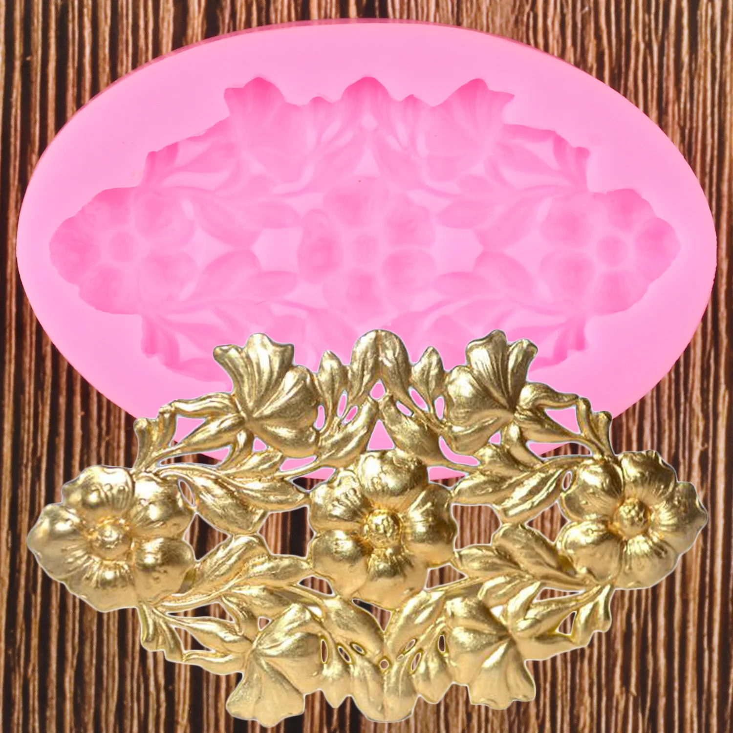 

3D Cake Border Rose Flower Silicone Mold Relief Fondant Cake Decorating Tools Polymer Clay Chocolate Candy Moulds