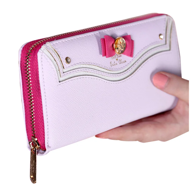 

BEAU Janpanese style Sailor Moon Zipper Female leather wallets Women brand Leather long Wallet Purse