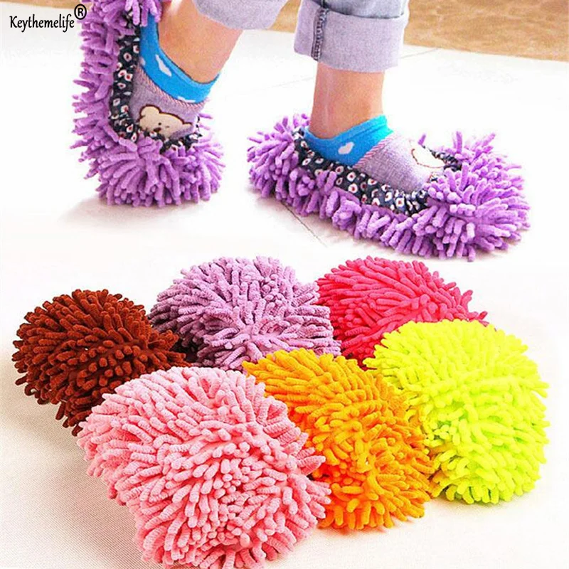 1pcs Bathroom Floor Shoes Covers Top Fashion Special Offer Polyester Solid Dust Cleaner Cleaning Mop Slipper Cleaner Shoe