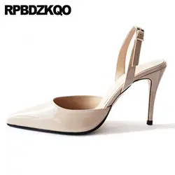 Размер 33; сандалии; модельные туфли-лодочки Scarpin; элегантные женские туфли с ремешком на пятке 8 см; женские туфли из лакированной кожи с