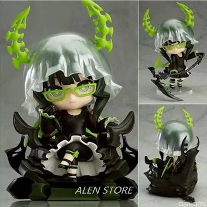 Аниме Симпатичные Black Rock Shooter Blade Версия Мику с зеленый Дьявол Рога ПВХ Nendoroid Рисунок Модель игрушки #292