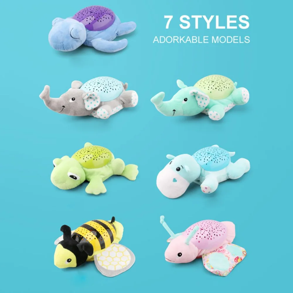 

Children Animal Plush Toys Dreamy Starry Star Projection Lamp Light Dolls Toys Projector With Music for Baby Infant Sleep