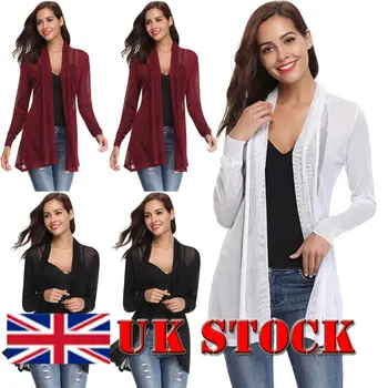 

2019 Newest Fashion Women Mesh Long Sleeve Open Front Thin Cardigan Sweater Casual Tops
