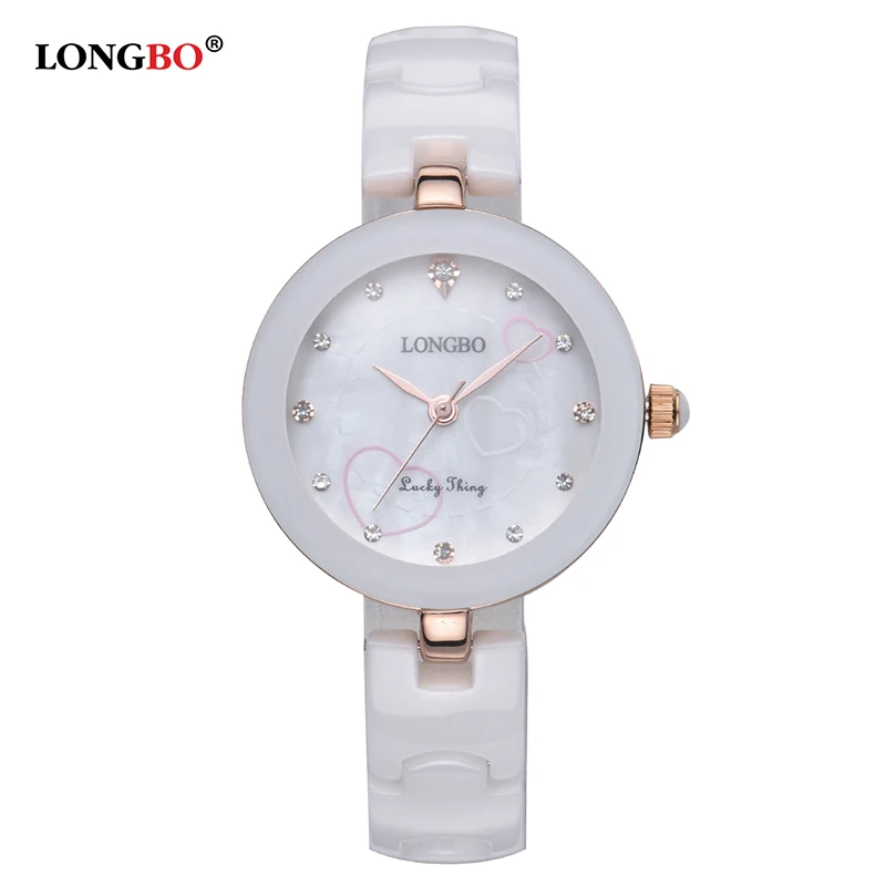 Бренд Longbo, новые модные женские часы, классические белые керамические Женские Кварцевые Подарочные часы, повседневные водонепроницаемые наручные часы для женщин