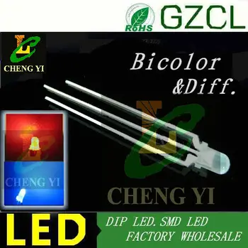 

Factory wholesale Diffused Bi-color DIP LED RED&BLUE 3mm indicator light diode(Common cathode)
