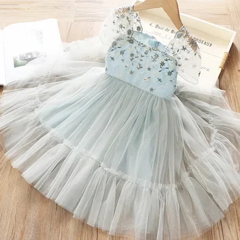 

2019 Girls Flower Princess Children's Dress Birthday Party Mesh Tulle Dress Girl Wedding Holiday Casual Frocks Kids Clothes Pink