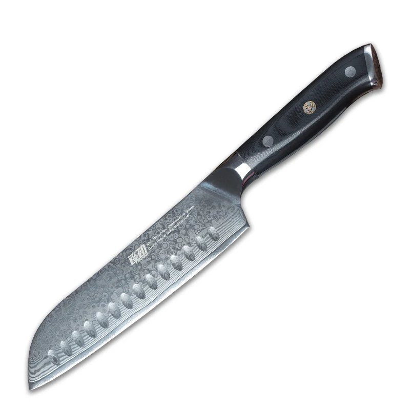 FINDKING G10 набор ручных ножей 8 дюймов нож шеф-повара 7 дюймов нож сантоку 5 дюймов нож для фруктов 67 слоев дамасской стали - Цвет: 7 inch santoku knife