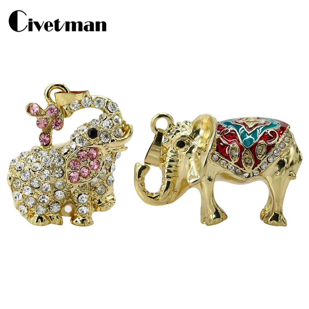 

Pen Drive Elephant 64GB 32GB 16GB 8GB 4GB Metal Crystal Necklace Pendant USB Flash Drive 128GB 256GB Pendrive Memoria USB Stick